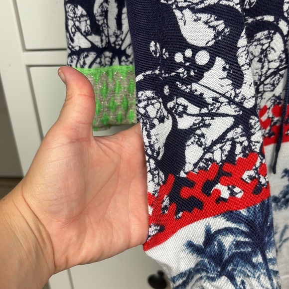 Custo Barcelona Navy and Red Leaf Print Sweater - L - Picture 10 of 12